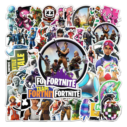 50pcs Fortnite Stickers Pack – Waterproof Cartoon Graffiti Decals for Laptop, Suitcase, Scooter & Tablet