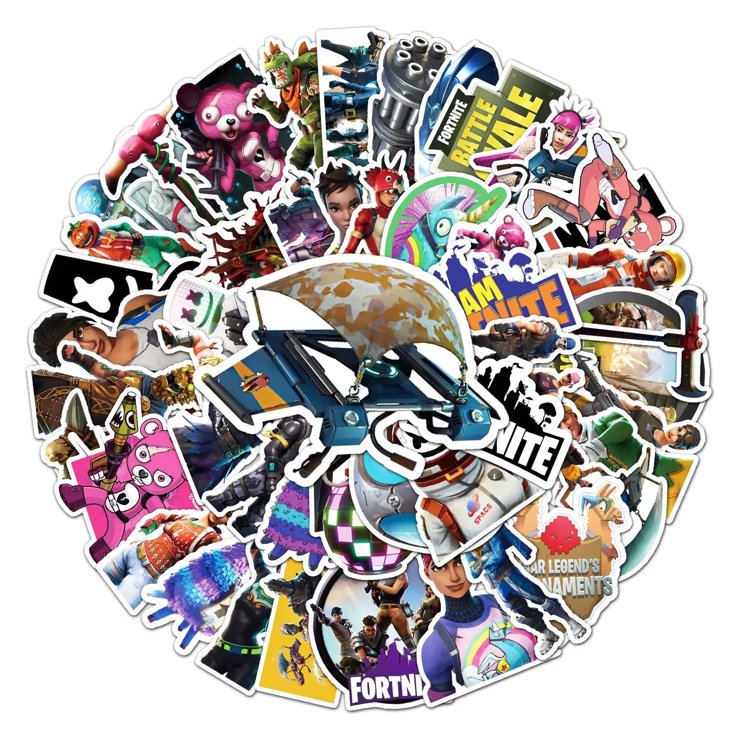 50pcs Fortnite Stickers Pack – Waterproof Cartoon Graffiti Decals for Laptop, Suitcase, Scooter & Tablet
