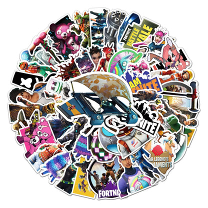50pcs Fortnite Stickers Pack – Waterproof Cartoon Graffiti Decals for Laptop, Suitcase, Scooter & Tablet