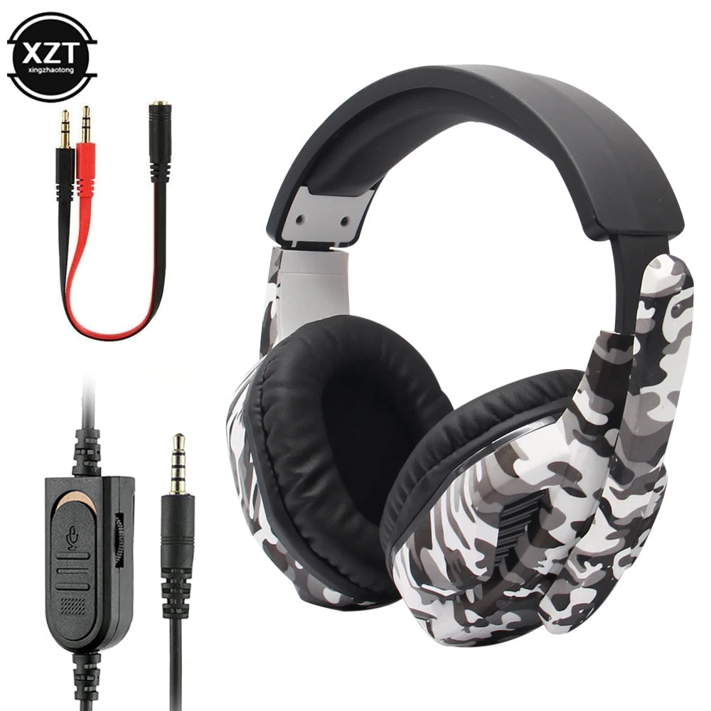 Gaming Headset with Microphone – Camouflage Design, 3.5mm Wired AUX for PS4, Xbox One, PC & Smartphone