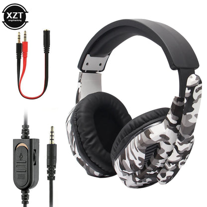 Gaming Headset with Microphone – Camouflage Design, 3.5mm Wired AUX for PS4, Xbox One, PC & Smartphone