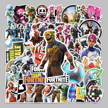 50pcs Fortnite Stickers Pack – Waterproof Cartoon Graffiti Decals for Laptop, Suitcase, Scooter & Tablet