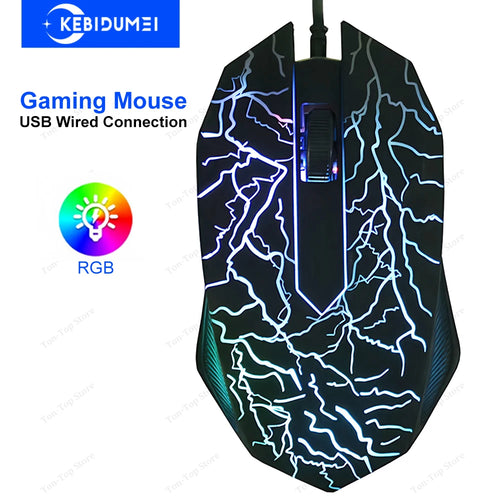 RGB USB Wired Gaming Mouse – 1600 DPI Optical Ergonomic Mouse for PC, MacBook & Desktop Use